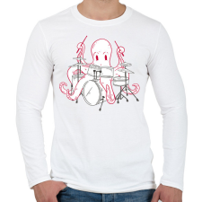 PRINTFASHION Dobos polip - Férfi hosszú ujjú póló - Fehér férfi póló