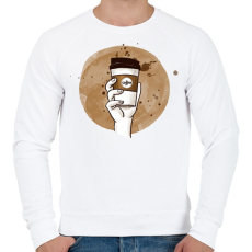 PRINTFASHION Dobozos kávé - Férfi pulóver - Fehér