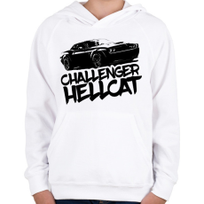 PRINTFASHION Dodge Challenger Hellcat - Gyerek kapucnis pulóver - Fehér