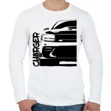 PRINTFASHION Dodge Charger Half - Férfi hosszú ujjú póló - Fehér férfi póló