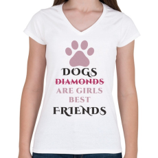 PRINTFASHION Dog best friend - Női V-nyakú póló - Fehér