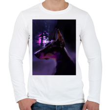 PRINTFASHION DOG DOBBI - Férfi hosszú ujjú póló - Fehér férfi póló