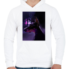 PRINTFASHION DOG DOBBI - Férfi kapucnis pulóver - Fehér férfi pulóver, kardigán