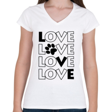 PRINTFASHION Dog Love - Női V-nyakú póló - Fehér