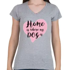 PRINTFASHION DOG LOVE - Női V-nyakú póló - Sport szürke