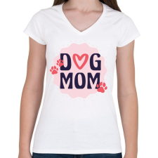 PRINTFASHION Dog mum - Női V-nyakú póló - Fehér női póló