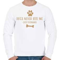 PRINTFASHION Dog never bite me - Férfi pulóver - Fehér