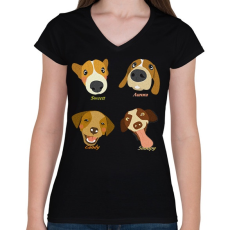 PRINTFASHION dog - Női V-nyakú póló - Fekete