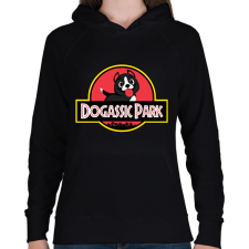 PRINTFASHION Dogassic Park - Női kapucnis pulóver - Fekete női pulóver, kardigán