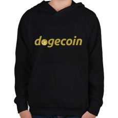 PRINTFASHION Dogecoin - Gyerek kapucnis pulóver - Fekete