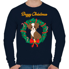 PRINTFASHION Doggy Christmas - Férfi pulóver - Sötétkék férfi pulóver, kardigán