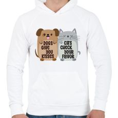 PRINTFASHION Dogs&cats - Férfi kapucnis pulóver - Fehér