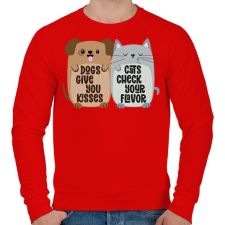 PRINTFASHION Dogs&cats - Férfi pulóver - Piros férfi pulóver, kardigán