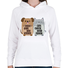 PRINTFASHION Dogs&cats - Női kapucnis pulóver - Fehér