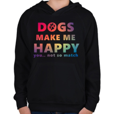 PRINTFASHION DOGS MAKE ME HAPPY2 - Gyerek kapucnis pulóver - Fekete