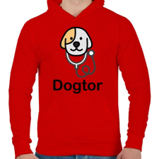 PRINTFASHION DoGtor - Férfi kapucnis pulóver - Piros férfi pulóver, kardigán