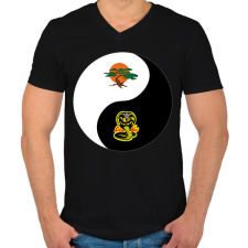 PRINTFASHION Dojo yin-yang - Férfi V-nyakú póló - Fekete férfi póló