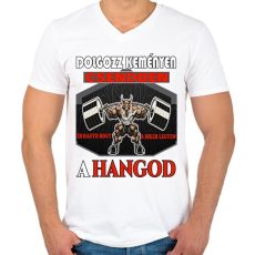 PRINTFASHION Dolgozz keményen csendben - Férfi V-nyakú póló - Fehér