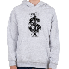 PRINTFASHION Dollár fa - fekete - Gyerek kapucnis pulóver - Sport szürke