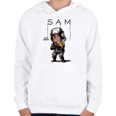 PRINTFASHION Don't breathe! Sam - Gyerek kapucnis pulóver - Fehér