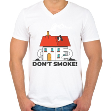 PRINTFASHION Don't smoke - Férfi V-nyakú póló - Fehér férfi póló