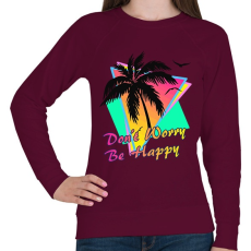 PRINTFASHION Don't worry, be happy - Női pulóver - Bordó