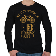 PRINTFASHION Don't worry - Bike happy - Férfi hosszú ujjú póló - Fekete