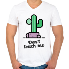PRINTFASHION DONT TOUCH ME - Férfi V-nyakú póló - Fehér férfi póló