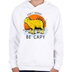 PRINTFASHION Dont worry be capy - Gyerek kapucnis pulóver - Fehér