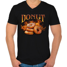 PRINTFASHION Donut - Férfi V-nyakú póló - Fekete férfi póló