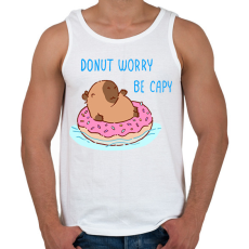 PRINTFASHION Donut worry be capy (kék) - Férfi atléta - Fehér