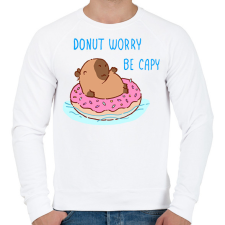 PRINTFASHION Donut worry be capy (kék) - Férfi pulóver - Fehér férfi pulóver, kardigán