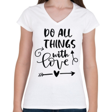 PRINTFASHION Doo all things - Női V-nyakú póló - Fehér női póló