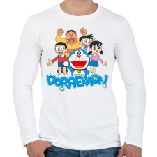 PRINTFASHION Doraemon - Férfi hosszú ujjú póló - Fehér férfi póló