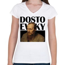 PRINTFASHION Dostoevsky - Önarckép - Női V-nyakú póló - Fehér