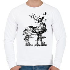 PRINTFASHION Double exposure Deer - Férfi pulóver - Fehér