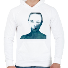 PRINTFASHION Double exposure Girl - Férfi kapucnis pulóver - Fehér