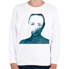 PRINTFASHION Double exposure Girl - Gyerek pulóver - Fehér