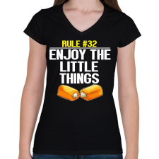 PRINTFASHION Double tap - Női V-nyakú póló - Fekete női póló