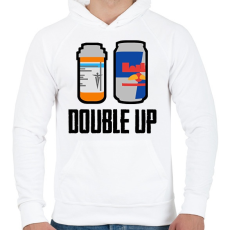 PRINTFASHION Double up - Férfi kapucnis pulóver - Fehér