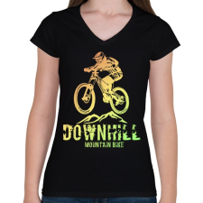 PRINTFASHION downhill - Női V-nyakú póló - Fekete női póló