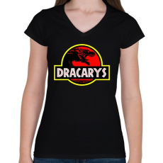 PRINTFASHION Dracarys - Női V-nyakú póló - Fekete