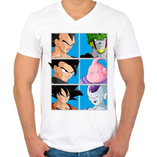 PRINTFASHION Dragon Ball - Férfi V-nyakú póló - Fehér