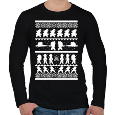 PRINTFASHION Dragon Ball karácsonyi minta - Férfi hosszú ujjú póló - Fekete férfi póló