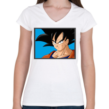 PRINTFASHION Dragon ball karakterek18 - Női V-nyakú póló - Fehér női póló