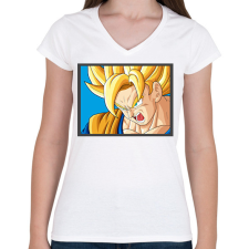 PRINTFASHION Dragon ball karakterek3 - Női V-nyakú póló - Fehér női póló