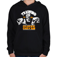 PRINTFASHION Dragon ball - Training to go Super Saiyan - Gyerek kapucnis pulóver - Fekete