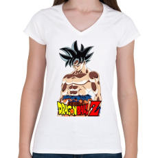 PRINTFASHION dragon ball ultra-instinct-aura - Női V-nyakú póló - Fehér