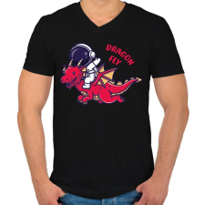 PRINTFASHION Dragon fly - Űrhajóssal - Férfi V-nyakú póló - Fekete férfi póló