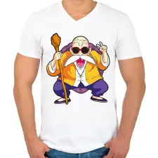 PRINTFASHION Dragonbaal - Zseniális Teknős - Férfi V-nyakú póló - Fehér férfi póló
